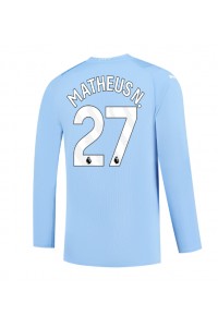 Manchester City Matheus Nunes #27 Jalkapallovaatteet Kotipaita 2023-24 Pitkähihainen
